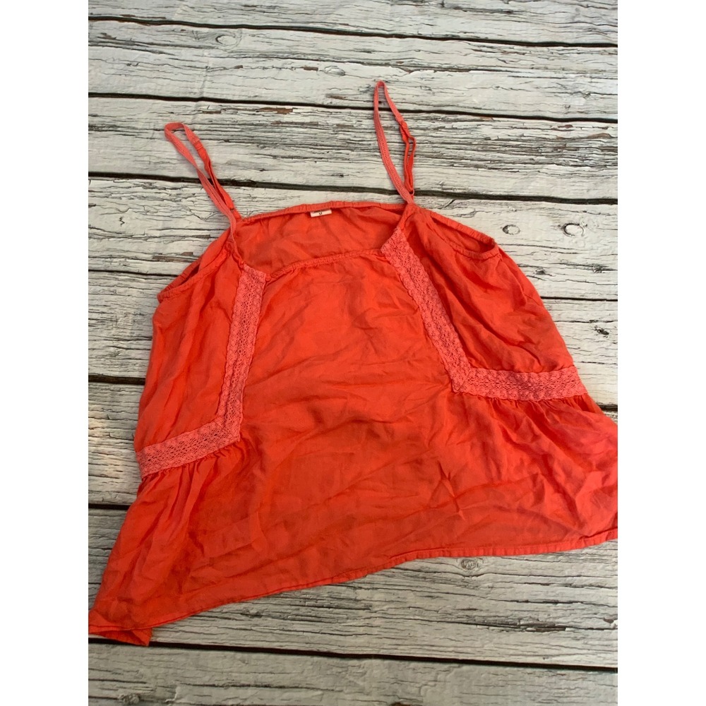 Volcom Coral Orange Lace Trim Cami Top Womens Medium Flowy Strappy Tank